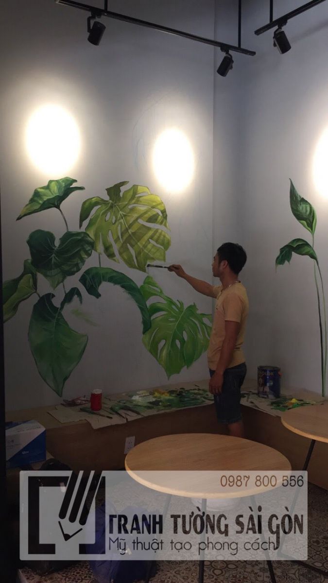 vẽ tranh tường đẹp tại sài sòn, tranh tường quán cafe